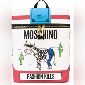Moschino Rare Leather Trimmed Fashion Kills Backpack